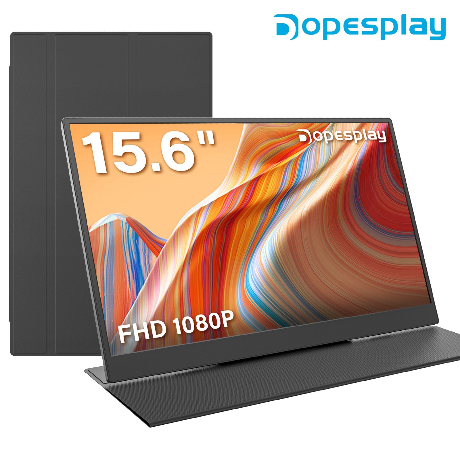 15.6" Portable Monitor w/ Multi-Functional Stand&Protective Case 1080P PC Phone