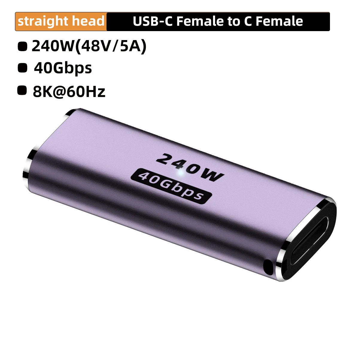 USB 4 Type C Female to Female Adapter 240W 40Gbps 8K USB-C Coupler