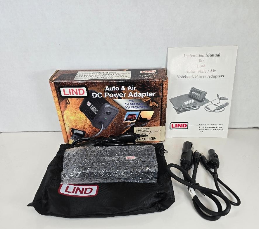 Lind Auto & Air DC Power Adapter for Notebook Computers.  Mint in original box.