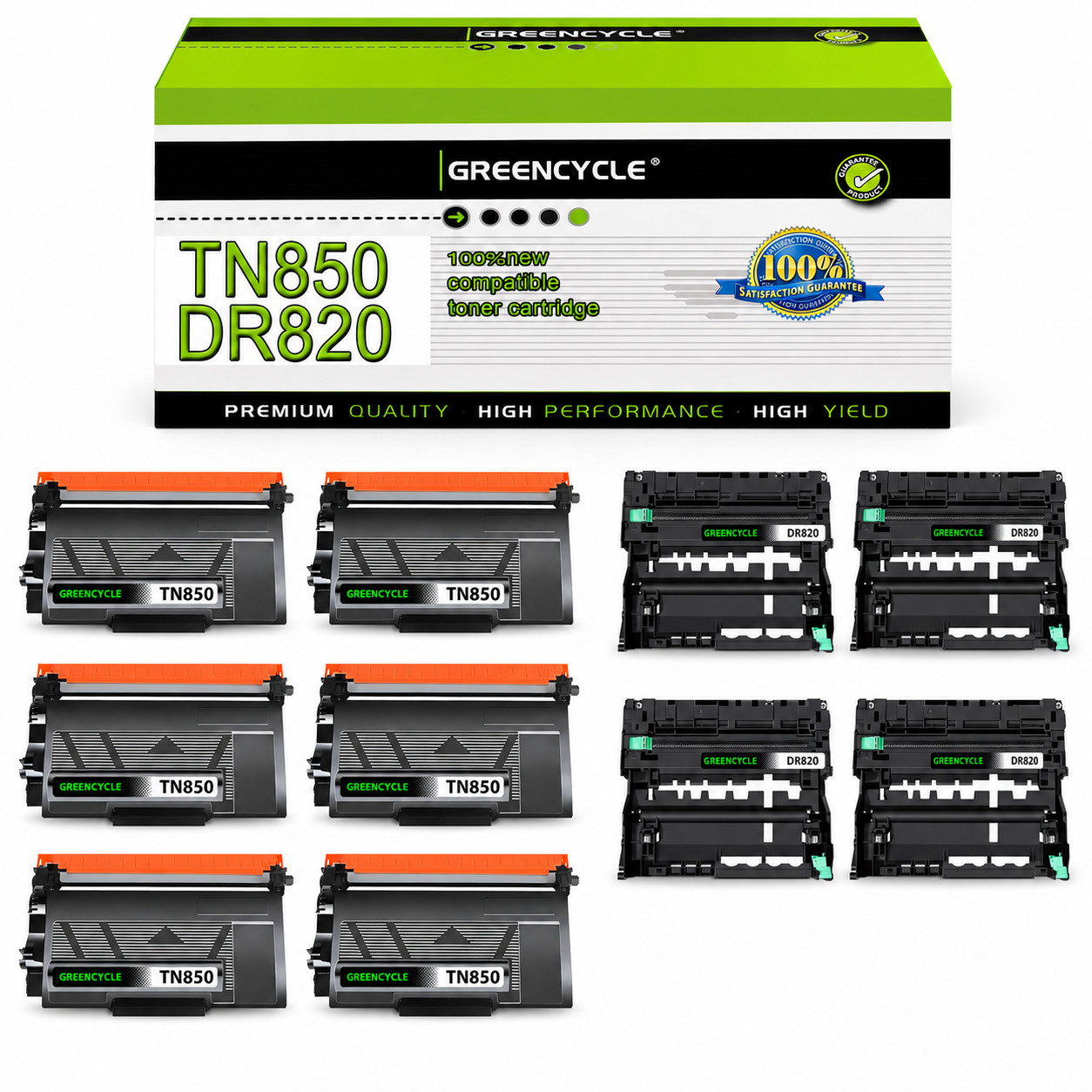 6PC TN850 Toner & 4PK DR820 Drum Unit Set For Brother HL-L6200DW MFC-L5800DW