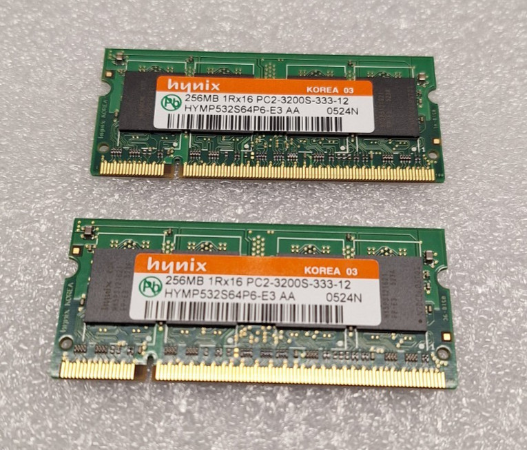 Hynix HYMP532S64P6-E3 AA 512MB DDR2-400 (256MB x 2) PC2-3200S-333-12 SO-DIMM