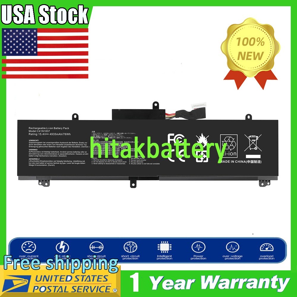 Battery For Asus Rog Zephyrus GX502 GX502LXS GX502LWS 0B200-03380300 C41N1837 US