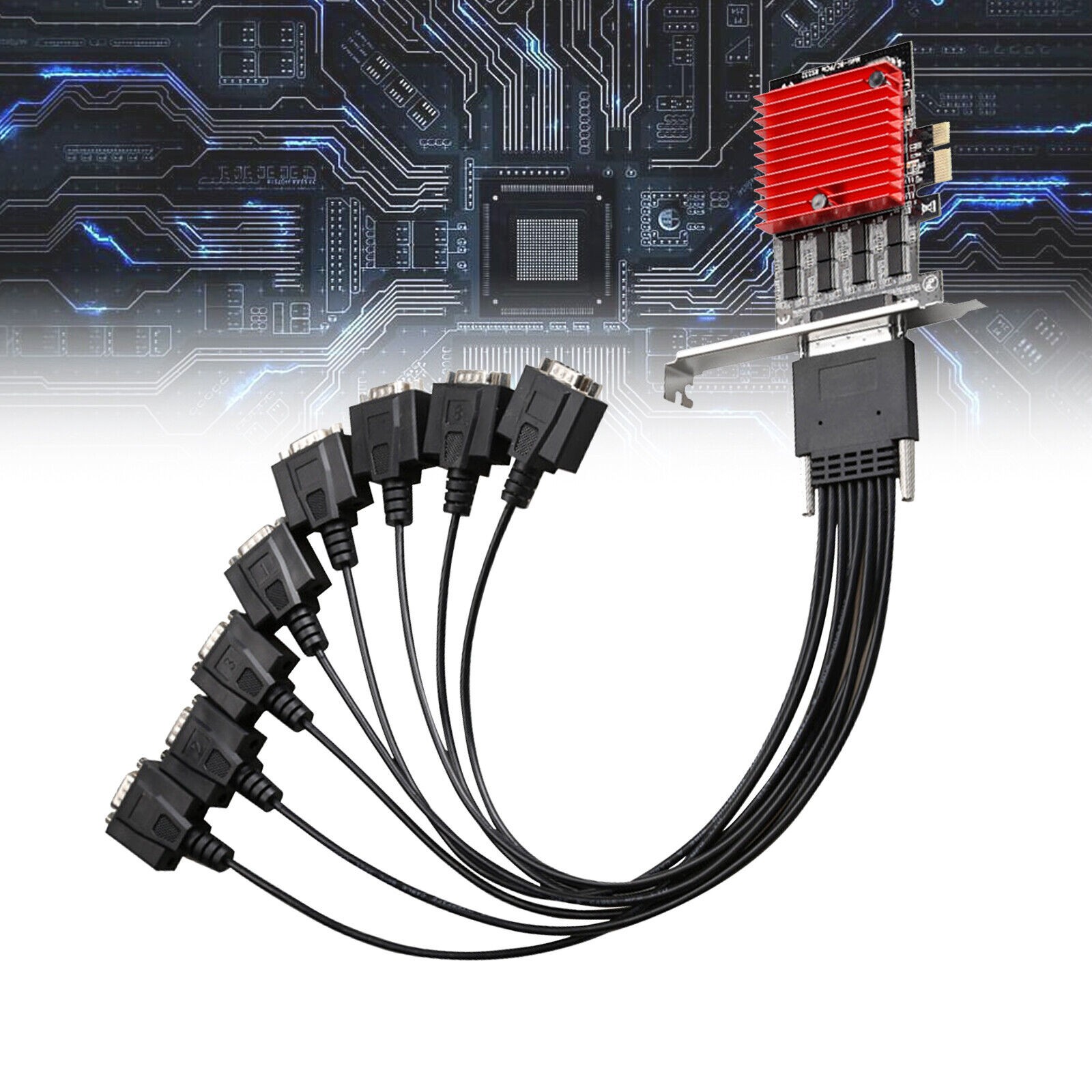 PCIE to 8-Port RS232 Serial Expansion Card Serial Port  Expansion Adapter Riser
