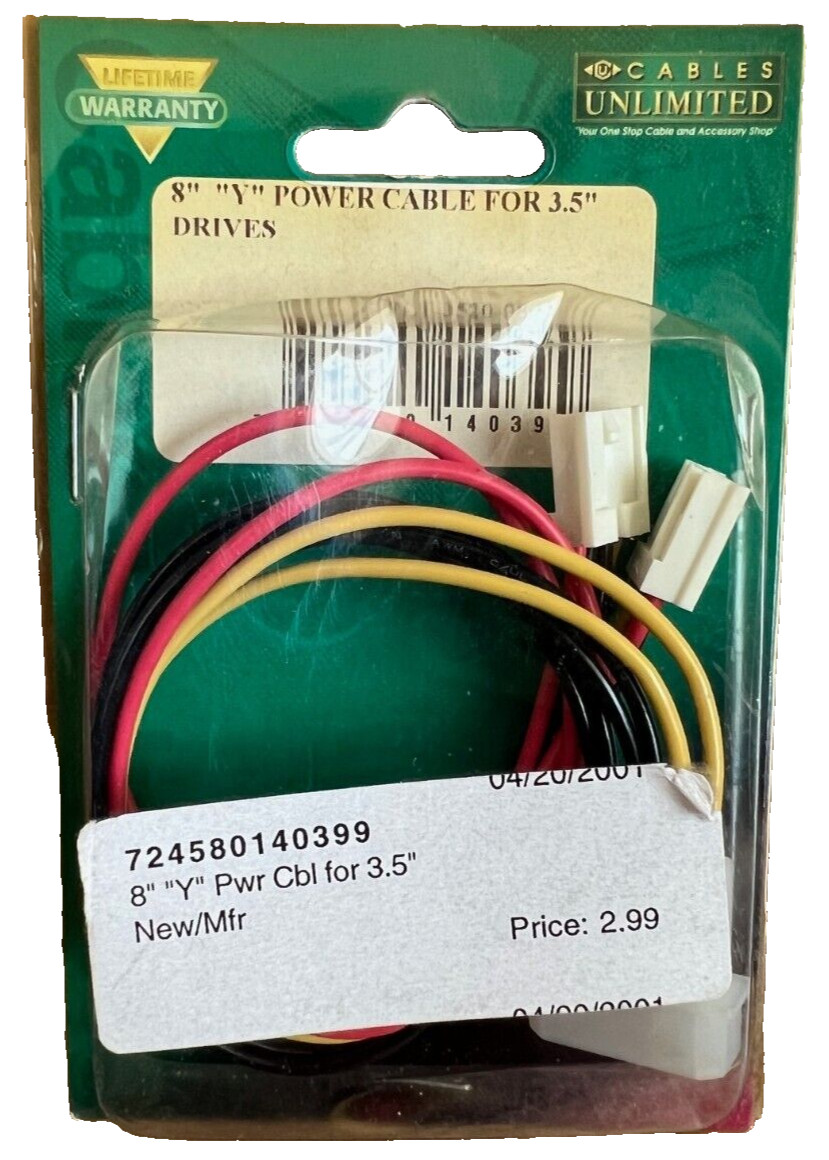 Cables Unlimited 8" "Y" Power Cable 3.5"