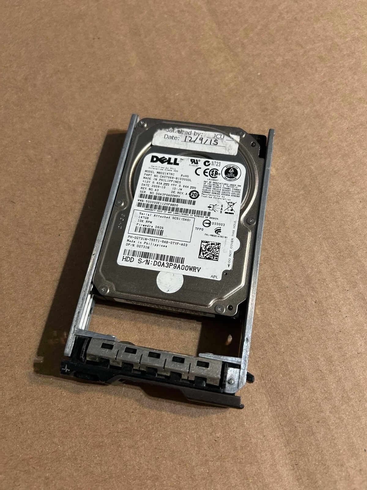 Dell Hard Drive 146GB 10K SAS 2.5in 0G731N G731N