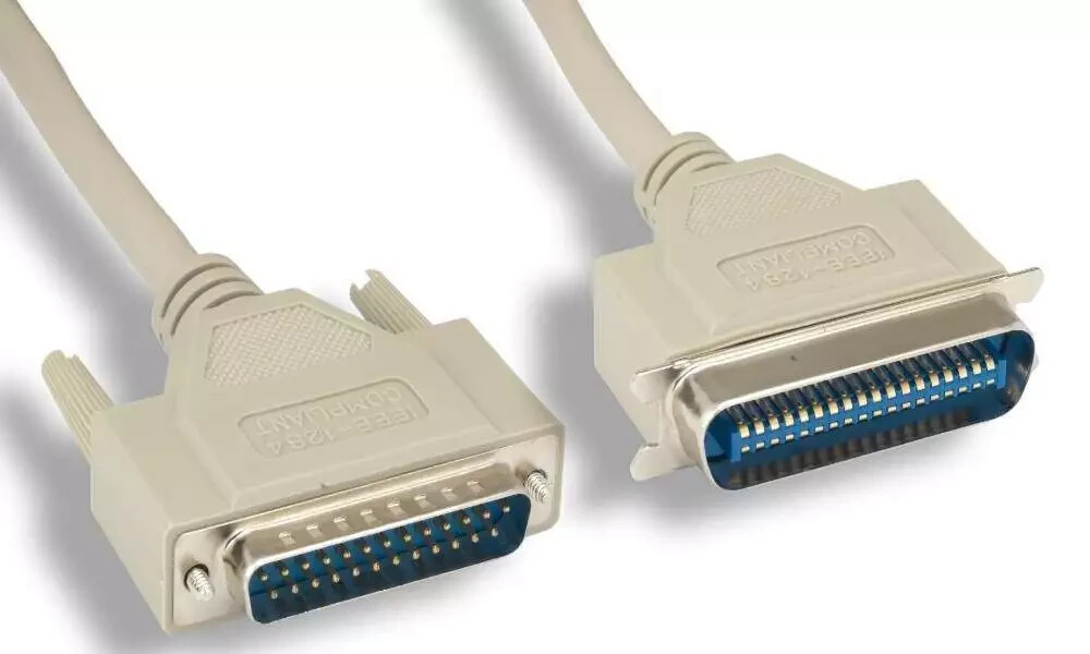 Vintage Parallel Printer Cable IEEE-1284 DB25M To CN36M 6FT
