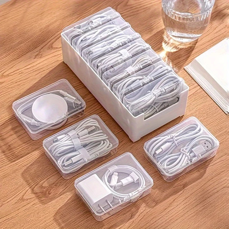 Data Cable Storage Box Charger Organizer Winder Desktop Cable Management