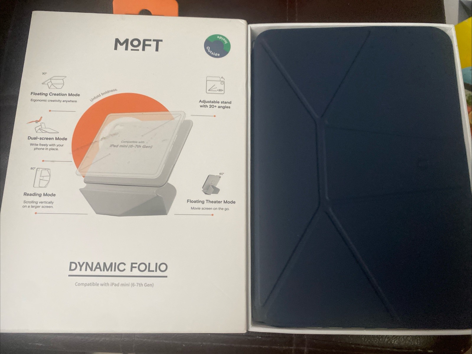 MOFT Dynamic Folio Case for iPad mini 7 (2024) & mini 6 Magnetic Navy/Green Open