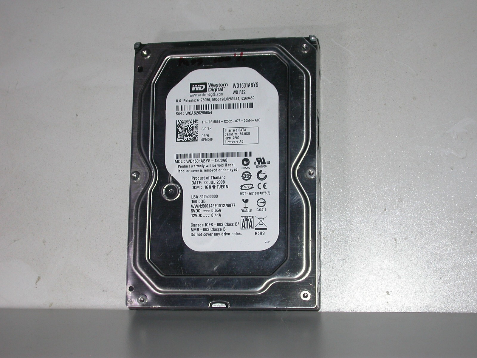 WD Western Digital Caviar 160 GB SATA Hard Drive WD1601ABYS-18C0A0 BIN #2