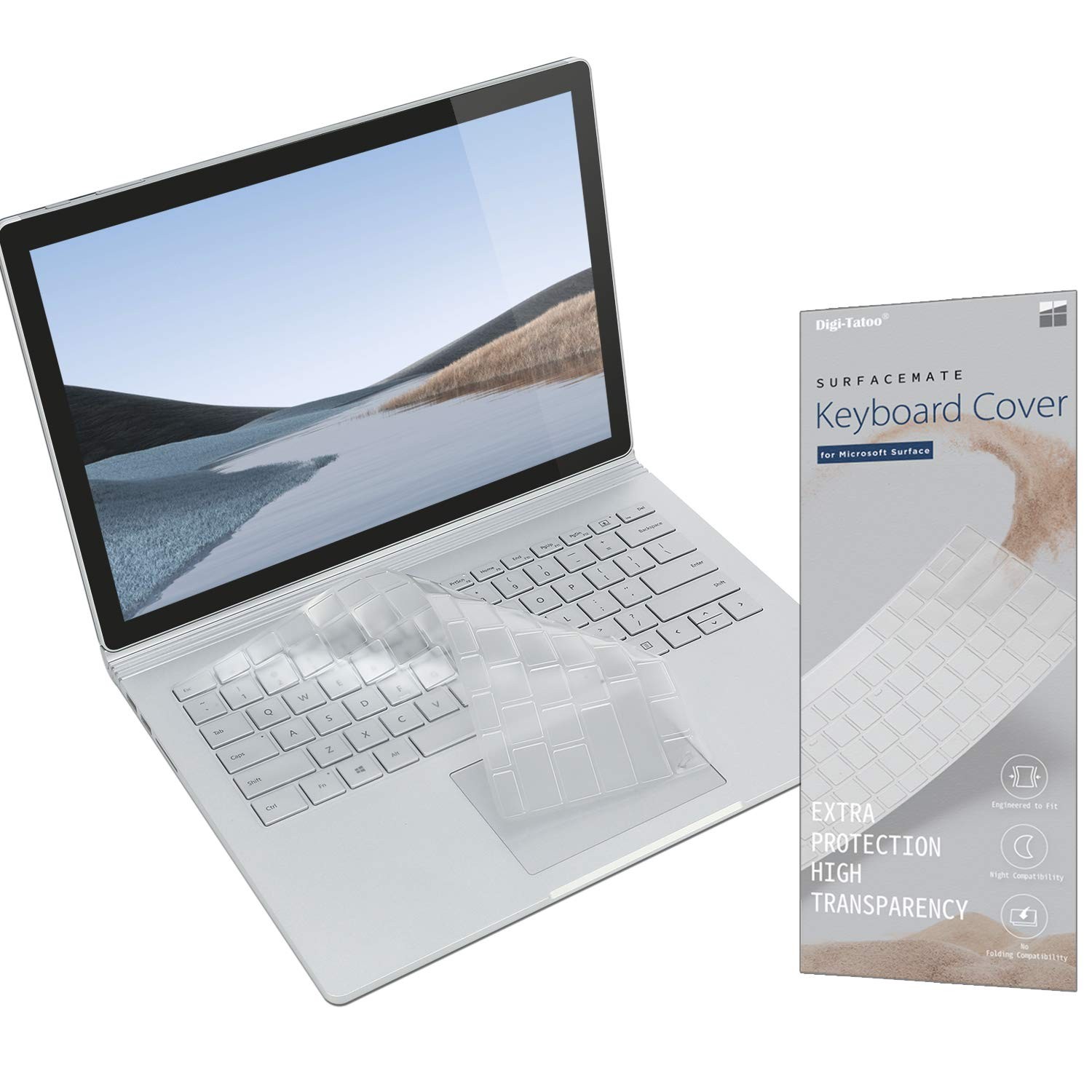 Digi-Tatoo SurfaceMate Keyboard Cover Protector Book 3/Book 2/Laptop 2, White