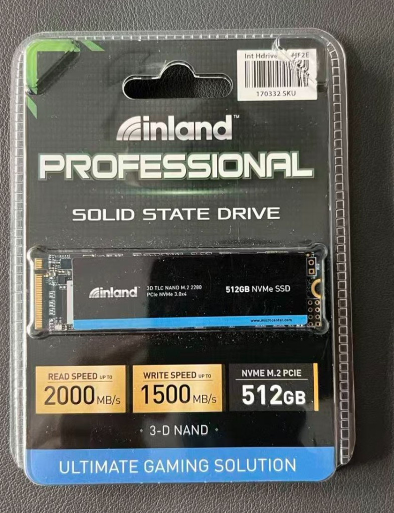 INLAND Professional 512GB NVMe SSD M.2 2280 PCIe Gen 3.0x4 3D TLC NAND NEW