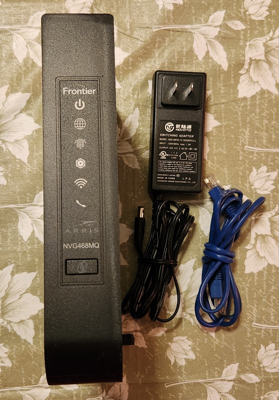Arris Frontier ethernet Gateway Wi-Fi modem router NVG468MQ with adapter