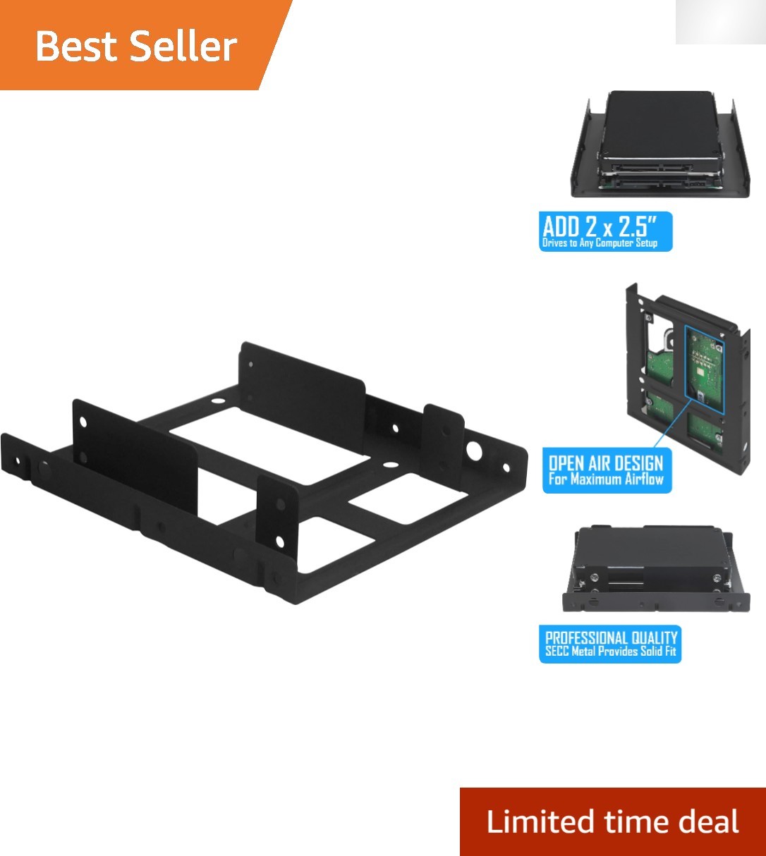 Versatile 2.5” to 3.5” Internal Mounting Kit for SSD/HDD - Easy Install Included
