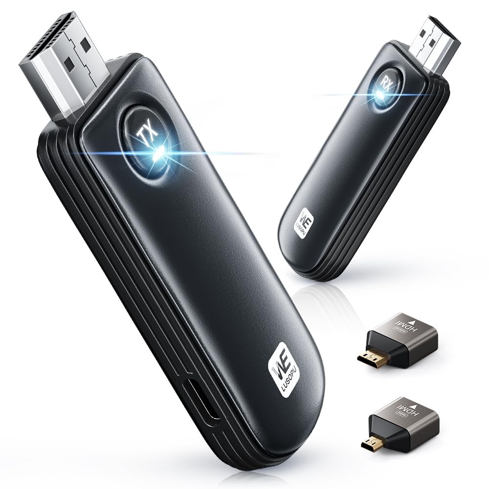 WELUSOPU Wireless HDMI Transmitter and Receiver, HDMI Wireless 4K Decode 1080P O