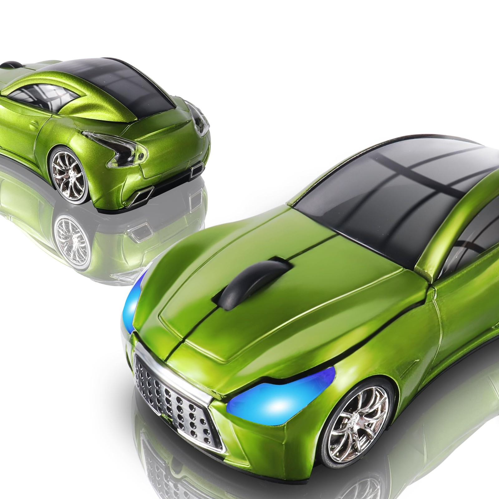 Elec Space Wireless Car-Shape Mouse With LED Headlights, 2.4G Unique Green-1 