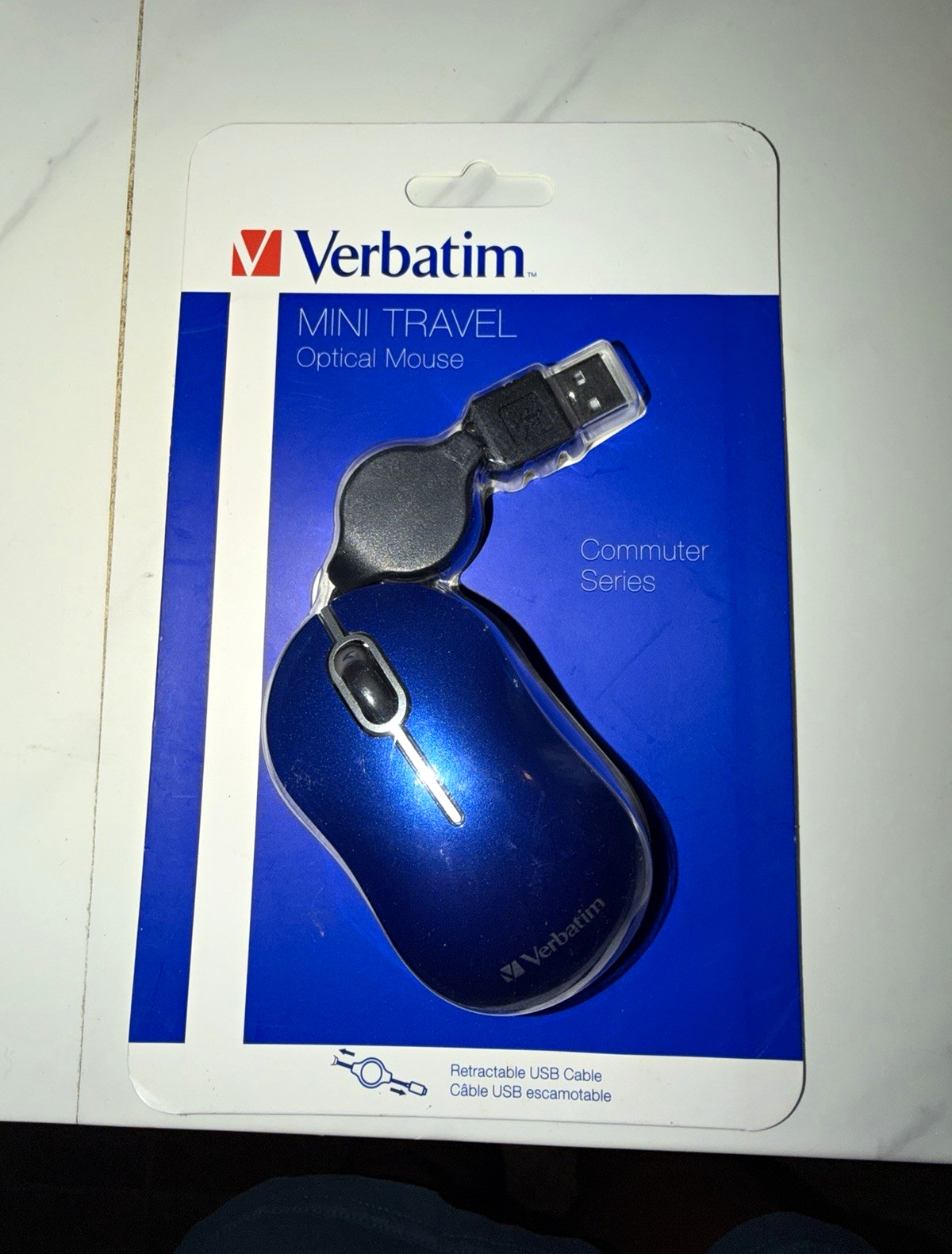 Verbatim 98616 Mini Optical Mouse 1000 DPI Retractable USB Wired Blue