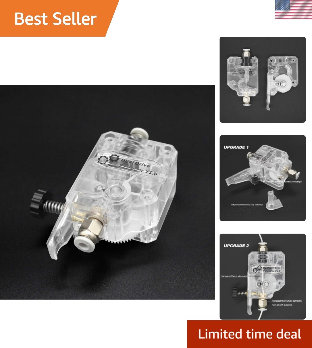 3D Printer Extruder Dual Drive Gear Upgrade for CR10 Ender 3 Mega S I3 Chiron