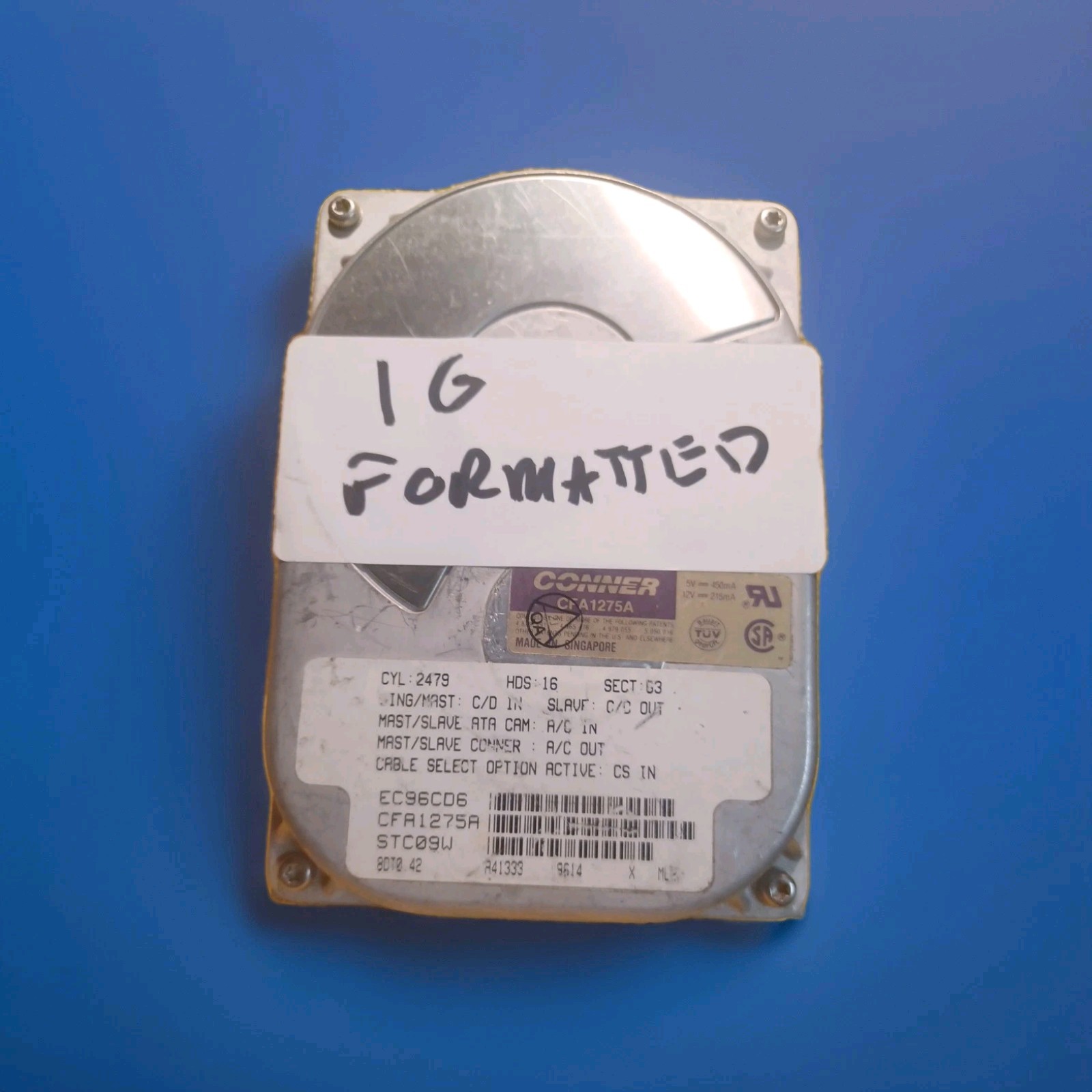 CONNER CFA1275A 1.2GB IDE ATA-2 3.5" Hard Disk Drive HDD FOWesterRMATTED  TESTED
