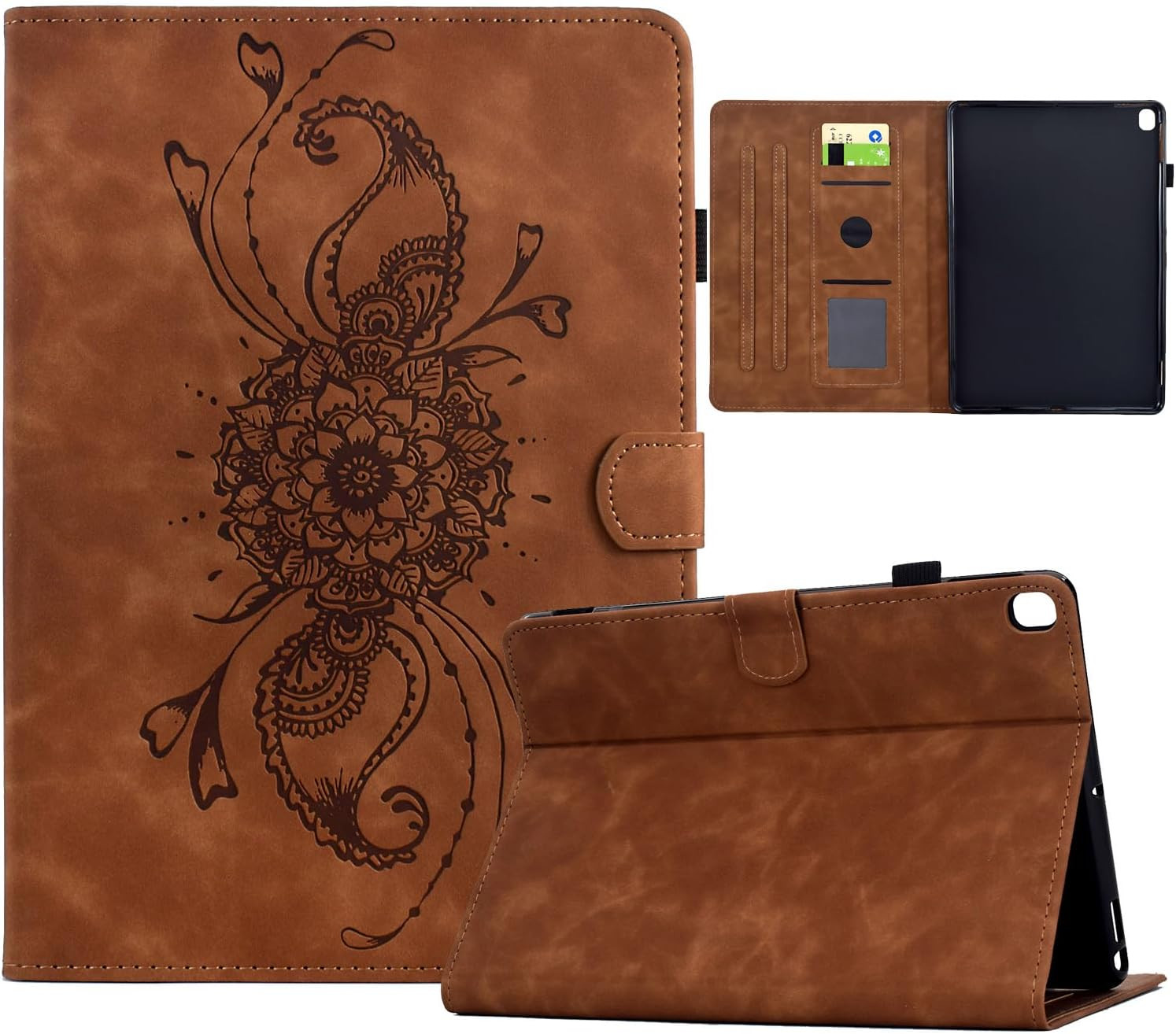 Retro  Ipad Case 9Th/8Th/7Th Generation , Cute Elegant Embossed Leather Folio