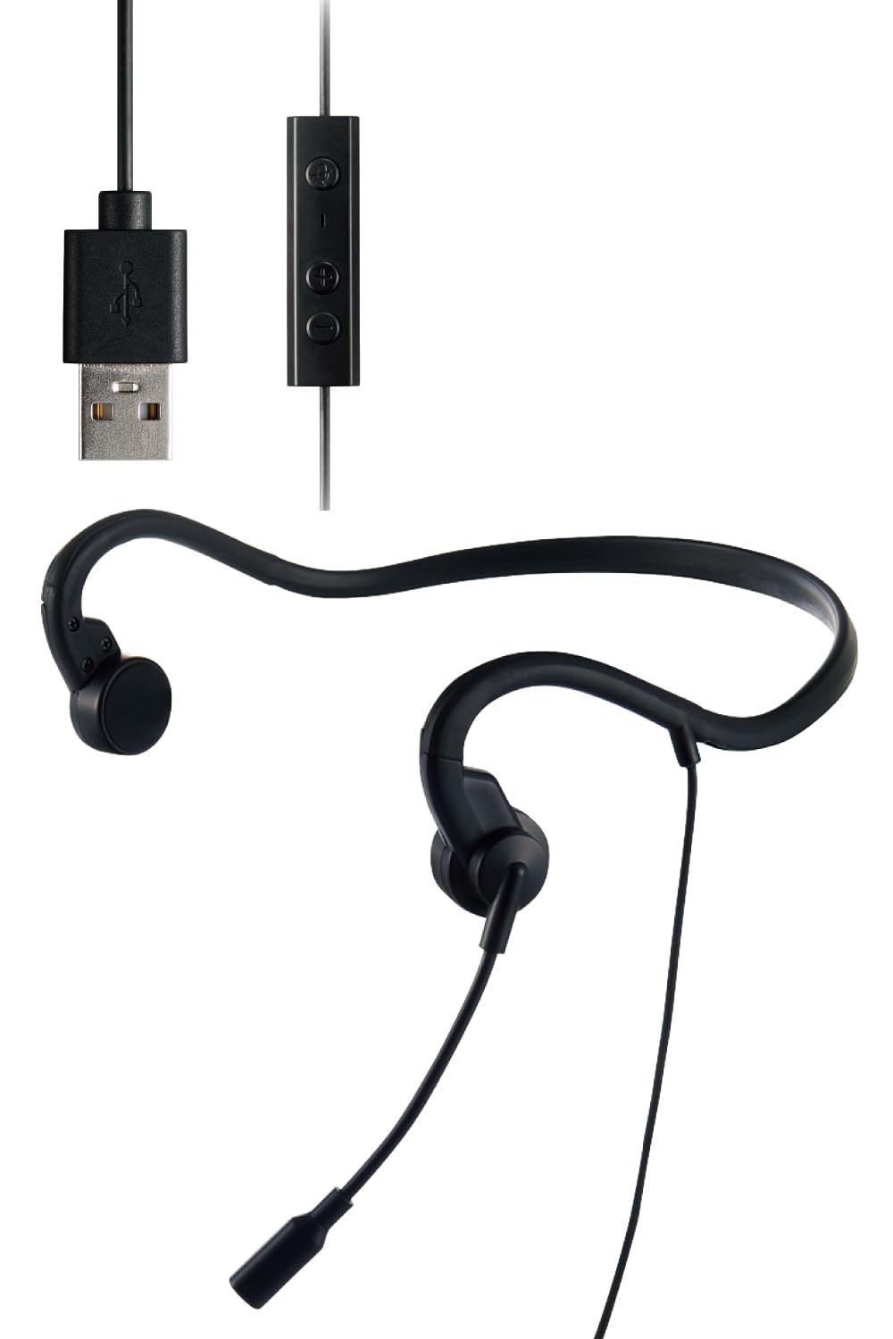 ELECOM HS-BC05UBK Bone Conduction Earphones with Microphone Headset Wired USB-A