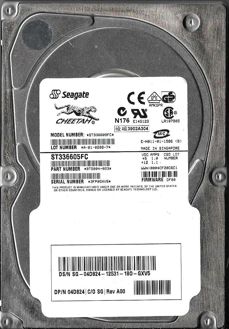 Seagate ST336605FC 36GB Fibre Channel Hard Drive P/N: 9T5004-023 F/W: DF00  3FP
