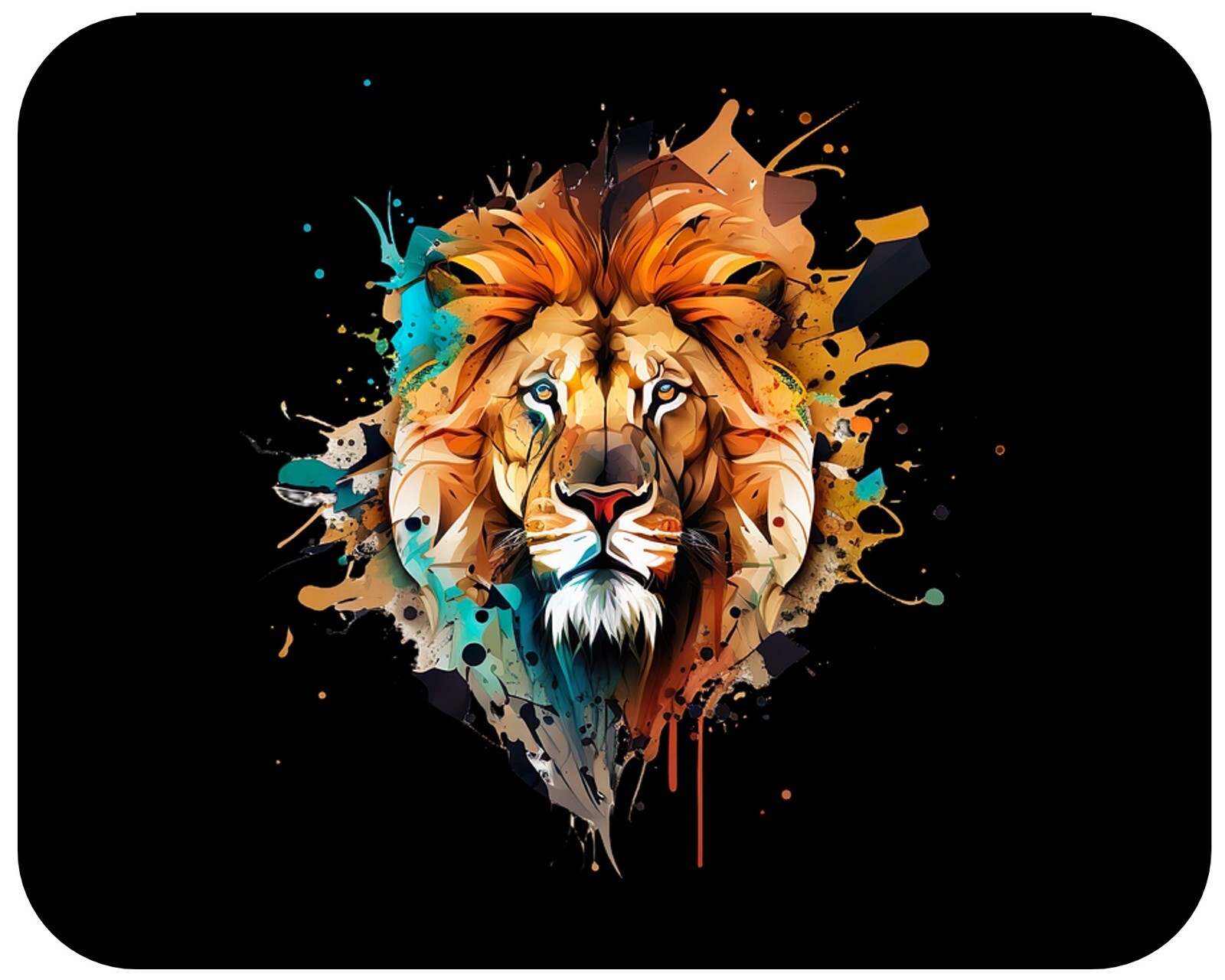 King of the Junfle the Lion Face Art Painting  Mouse Pads Wild Life Animals