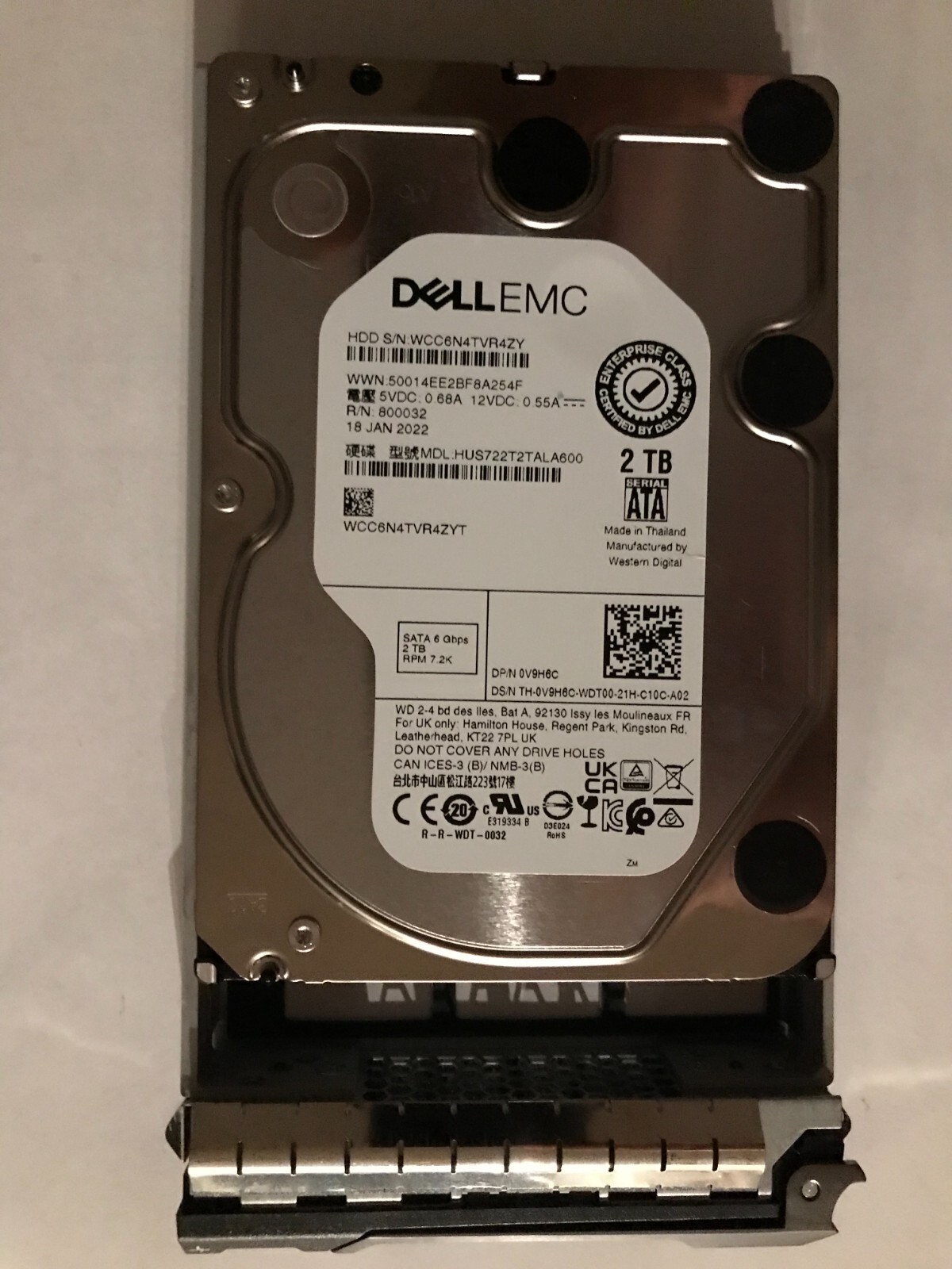 V9H6C DELL HITACHI 2TB 7.2K RPM SATA HUS722T2TALA600 T420 T430 R530 R520 T440