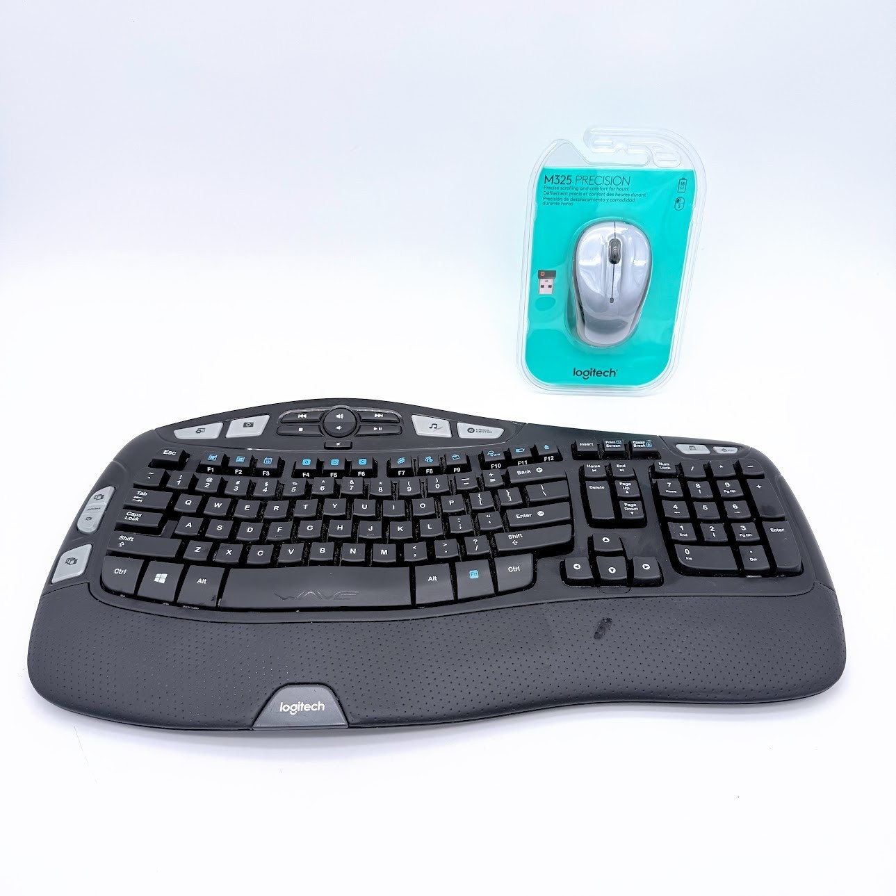 Logitech K350 M325 Wireless Wave Keyboard & Mouse with Unifying Receiver Dongle