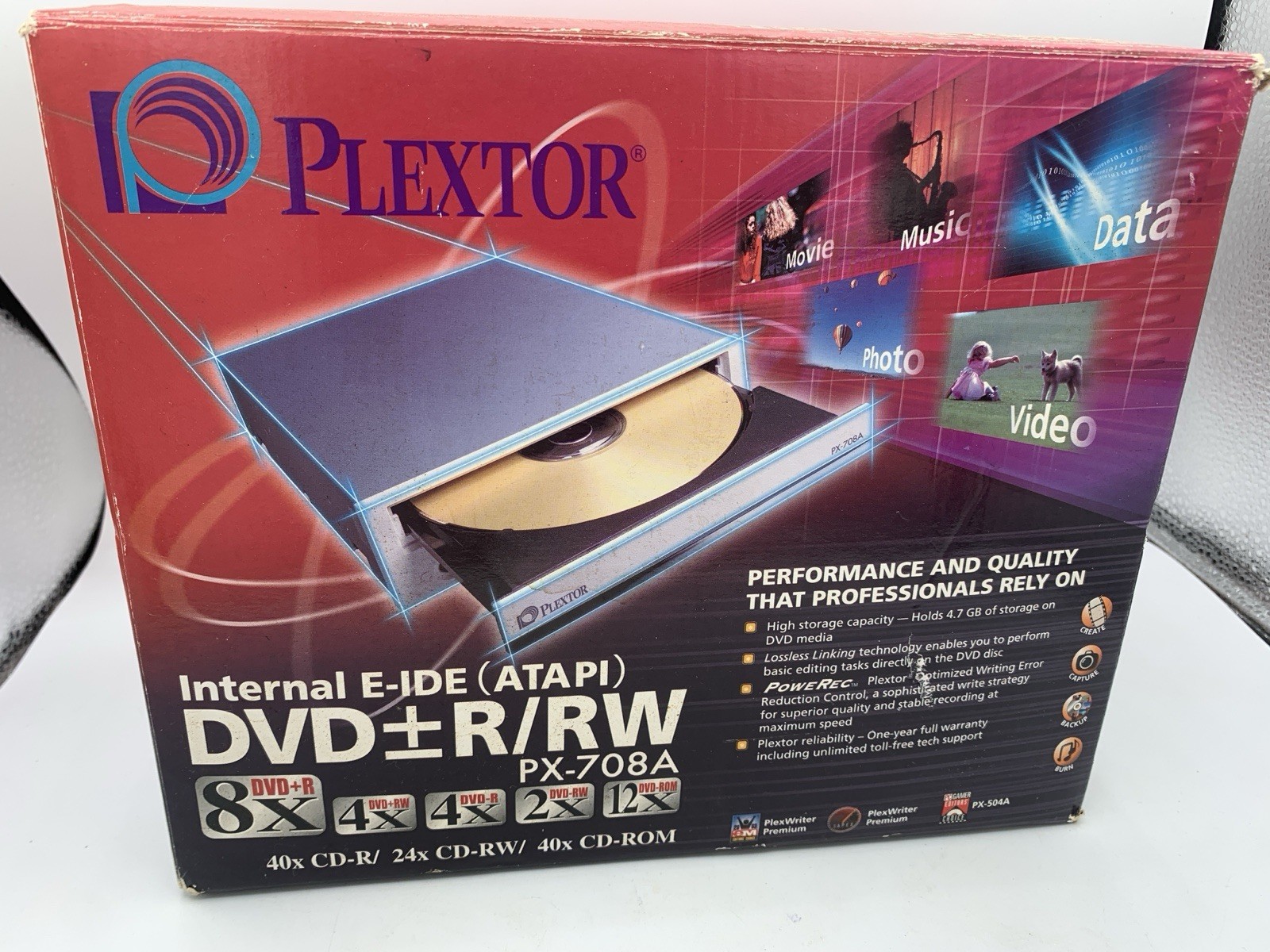 Plextor PX-708UF External DVD/CD Rewritable Drive In Box