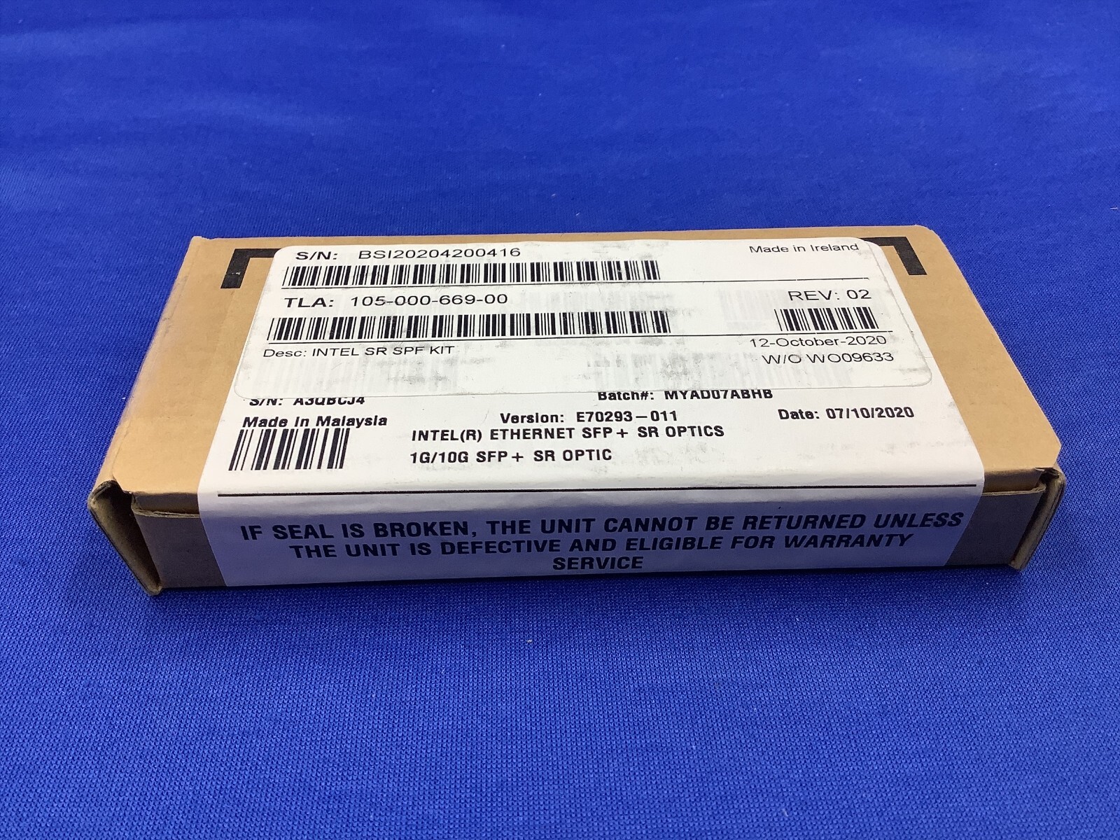 105-000-669-00 Intel 10G Ethernet SFP+ SR Optic for X520-DA2/SR2 E10GSFPSR