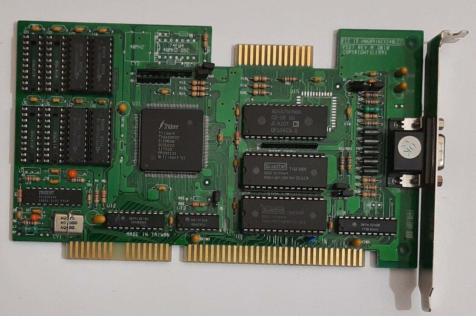 Protac VC527 ISA Graphics Card (Trident TVGA8900C, 512KB, Retro, Retro, 1991)