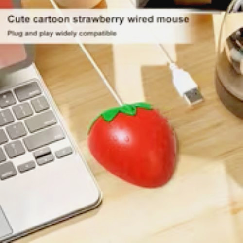 Ergofriendly, Charming Red Mouse and Pink Strawberry Wired Mouse - USB Interface