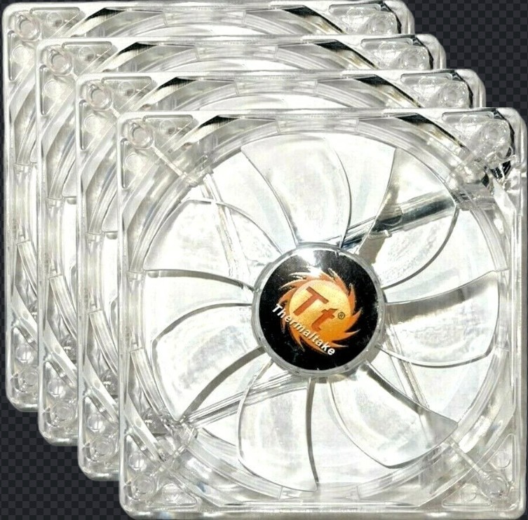 4x Lot Rosewell ThermalTake TT-1225 Red LED 120mm Quiet PC Fan 3pin 12V 0.18A