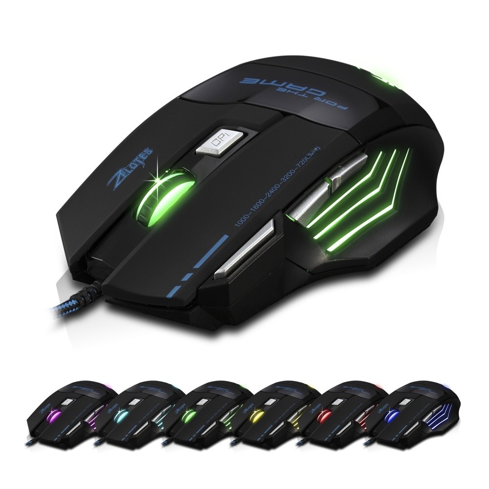 ZELOTES T-80 Gaming Mouse 7200 Movement Speed Backlight Multi Color LED Optical
