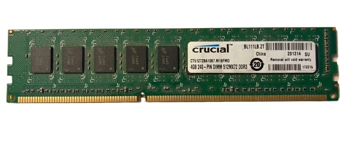 Crucial DDR3 4GB (1x4GB) 1066MHz (PC3-8500) CL7 UDIMM ECC RAM CT51272BA1067