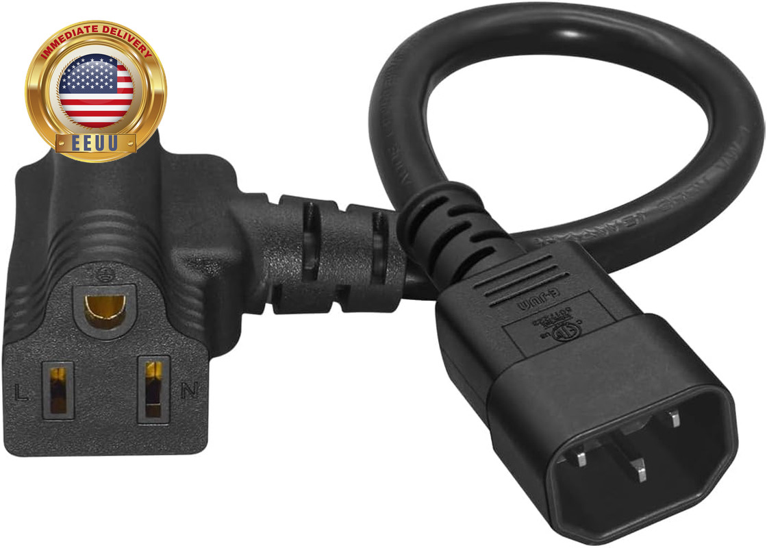 IEC C14 to C7 & 5-15R Piggyback Power Cord, 1FT/0.3M ⭐️⭐️⭐️⭐️⭐️
