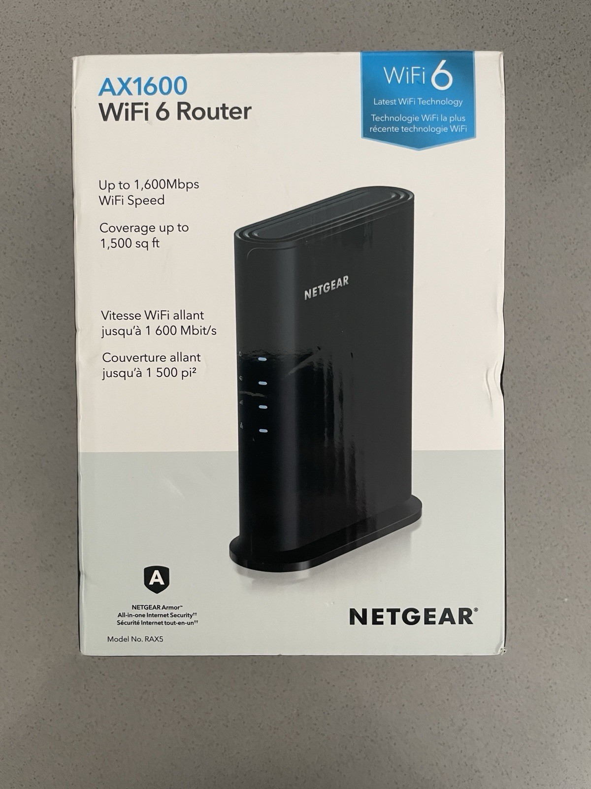 NETGEAR AX1600 WiFi 6 Router 1600 Mbps, 1500 Ft Range, New Open Box