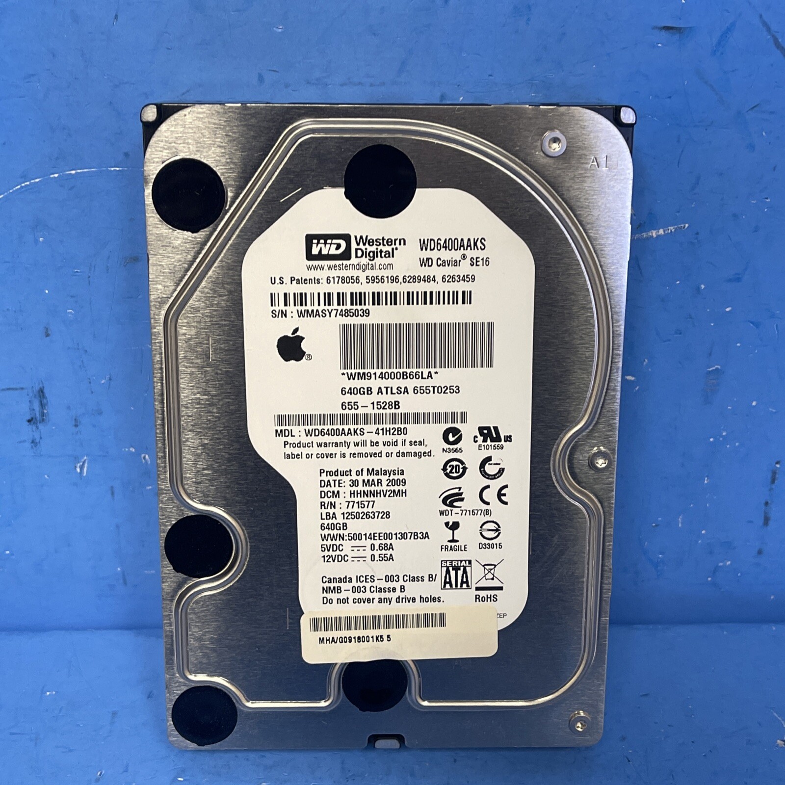 Western Digital Caviar Blue 640GB Internal 7200RPM 3.5" (WD6400AAKS) HDD APPLE 