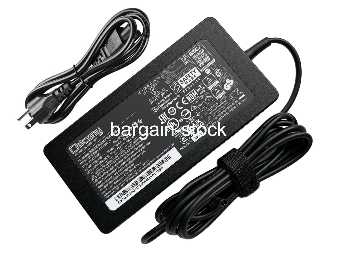 Chicony 20V 6A 120W AC Adapter For MSI GF63 Thin 11UC-1246US A17-120P2A Charger
