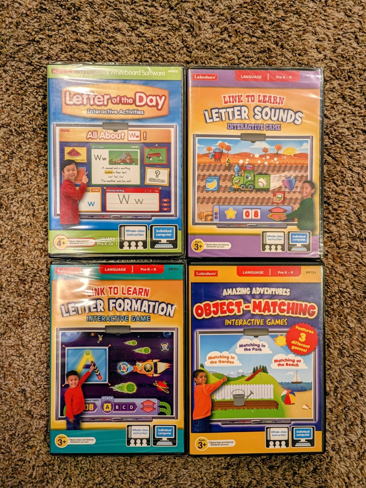 Lot of 4 Lakeshore Learning Software CD-ROMs Interactive Games -3 Sealed, 1 Open