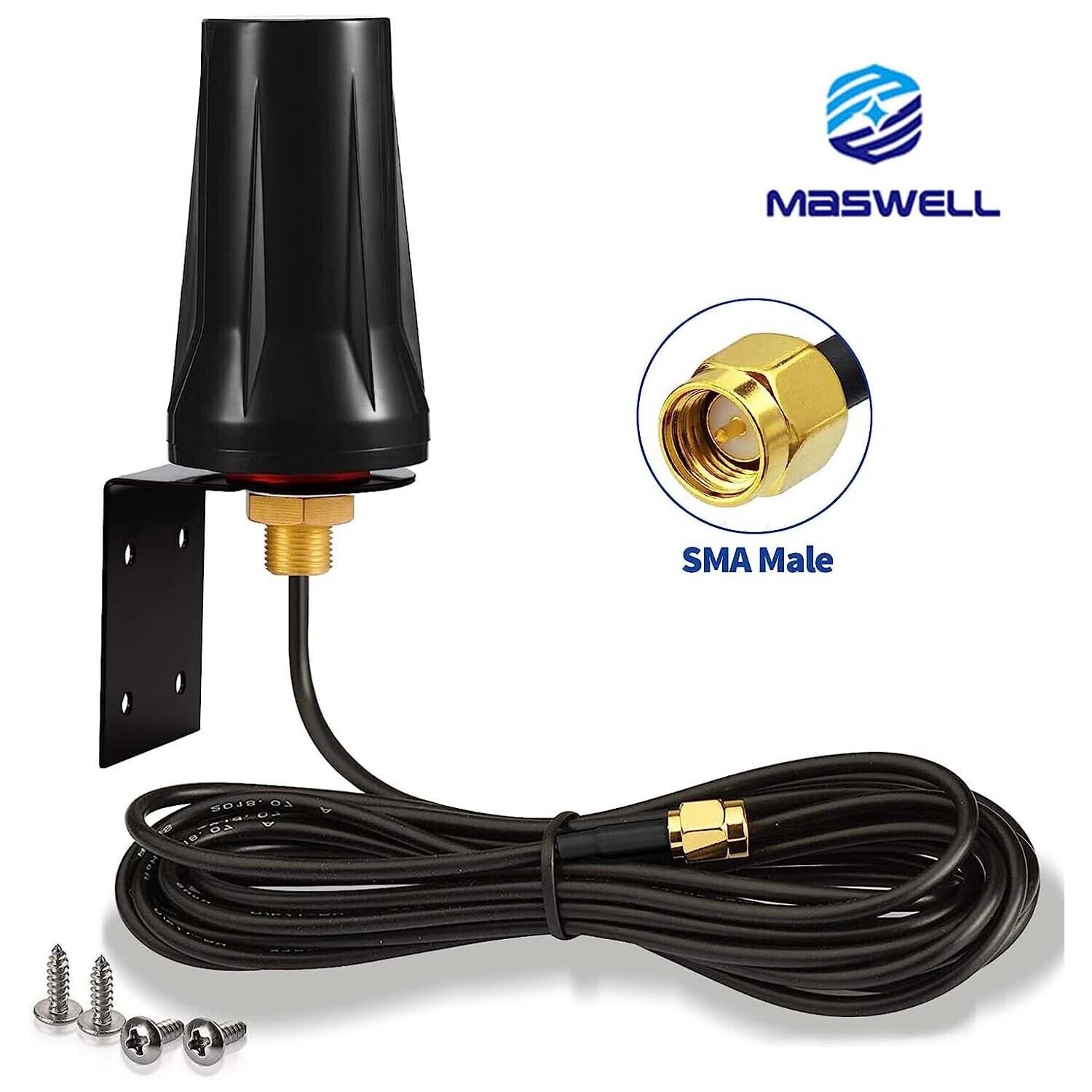 Maswell 3G LTE-A 4G+ Antenna Outdoor 700-2700MHz SMA-Male Screw Mount NB‑IoT M2M