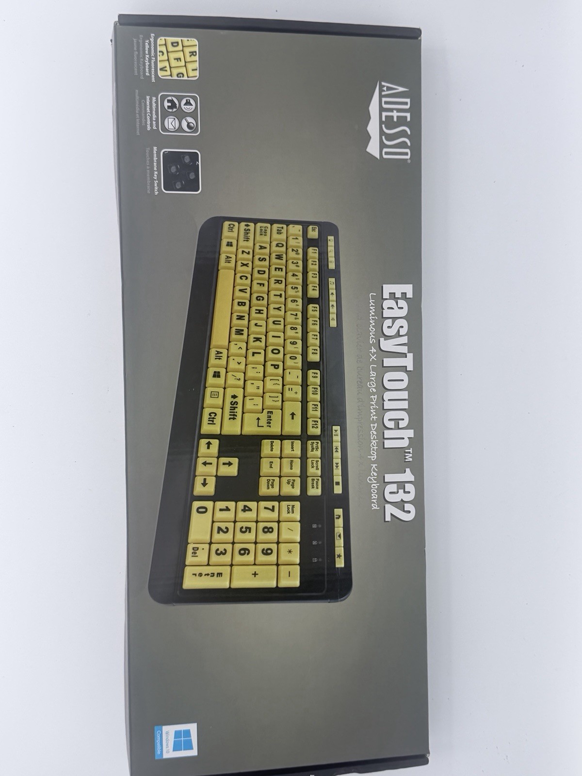 Adesso EasyTouch 132 Large Print USB Keyboard AKB-132UY Yellow Keys NEW
