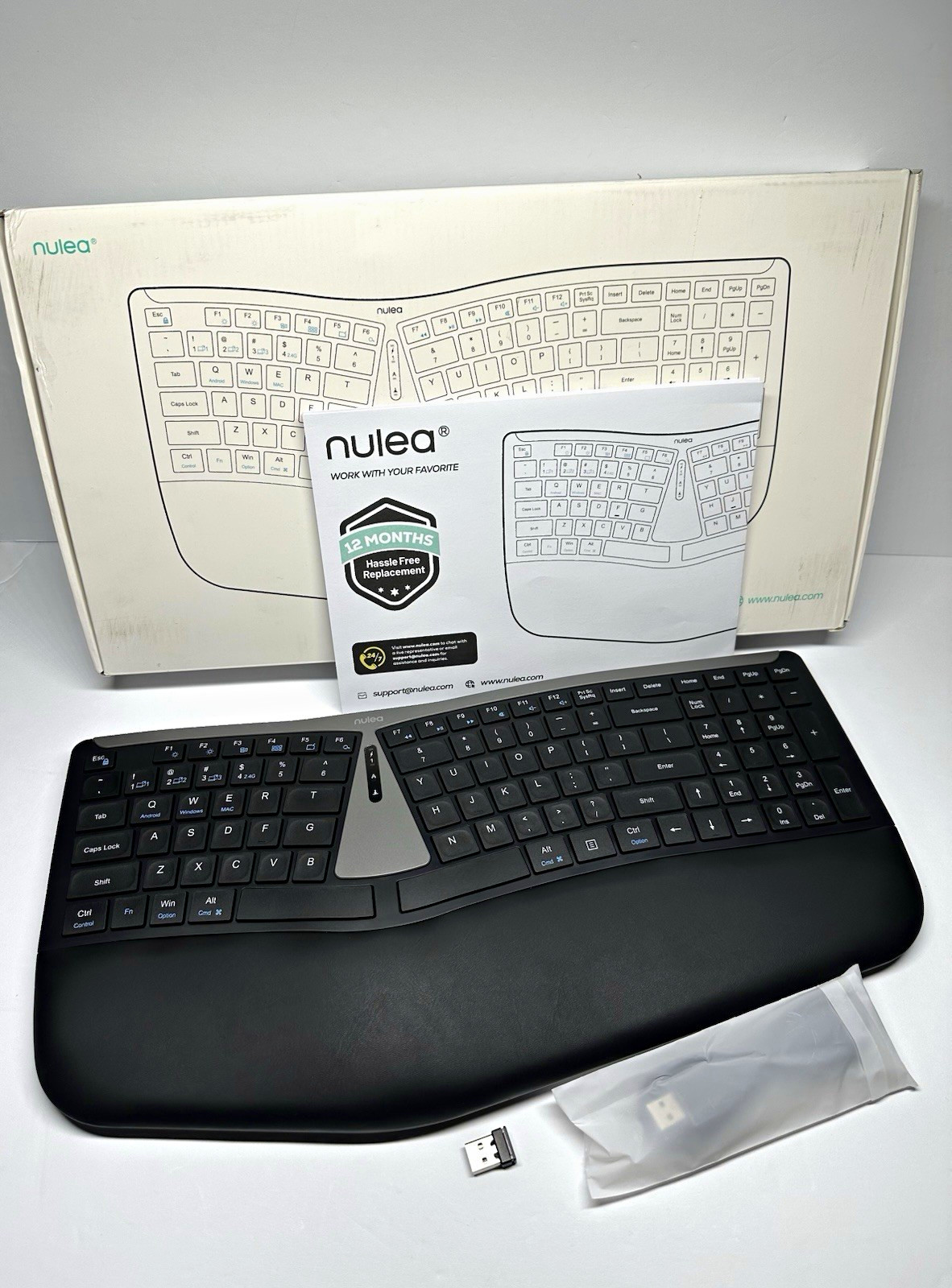 Nulea TK403 Ergonomic Split Wireless Keyboard Bluetooth USB-C for Windows Mac