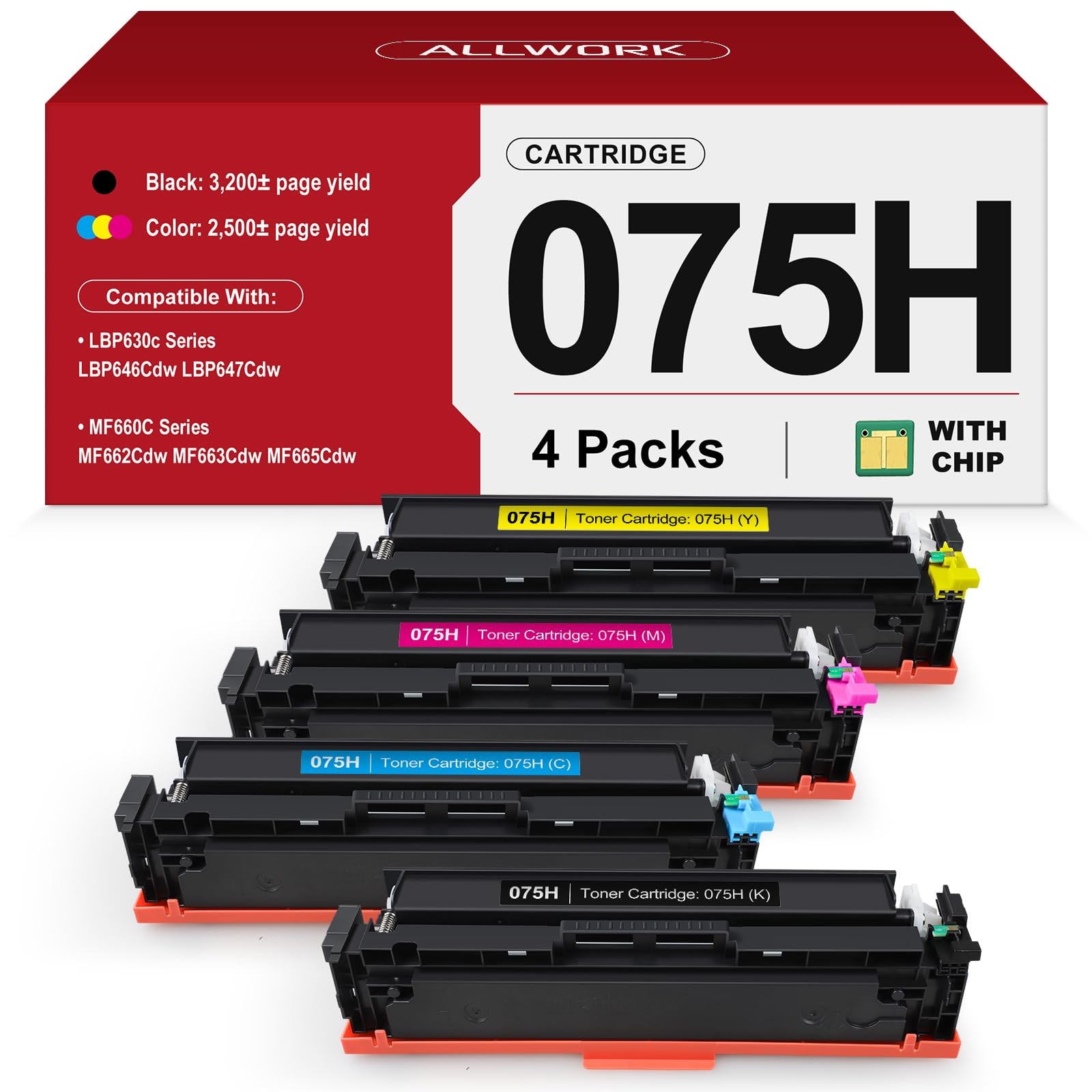Canon 075H 075 High Capacity Toner Cartridge Set Compatible Replacement