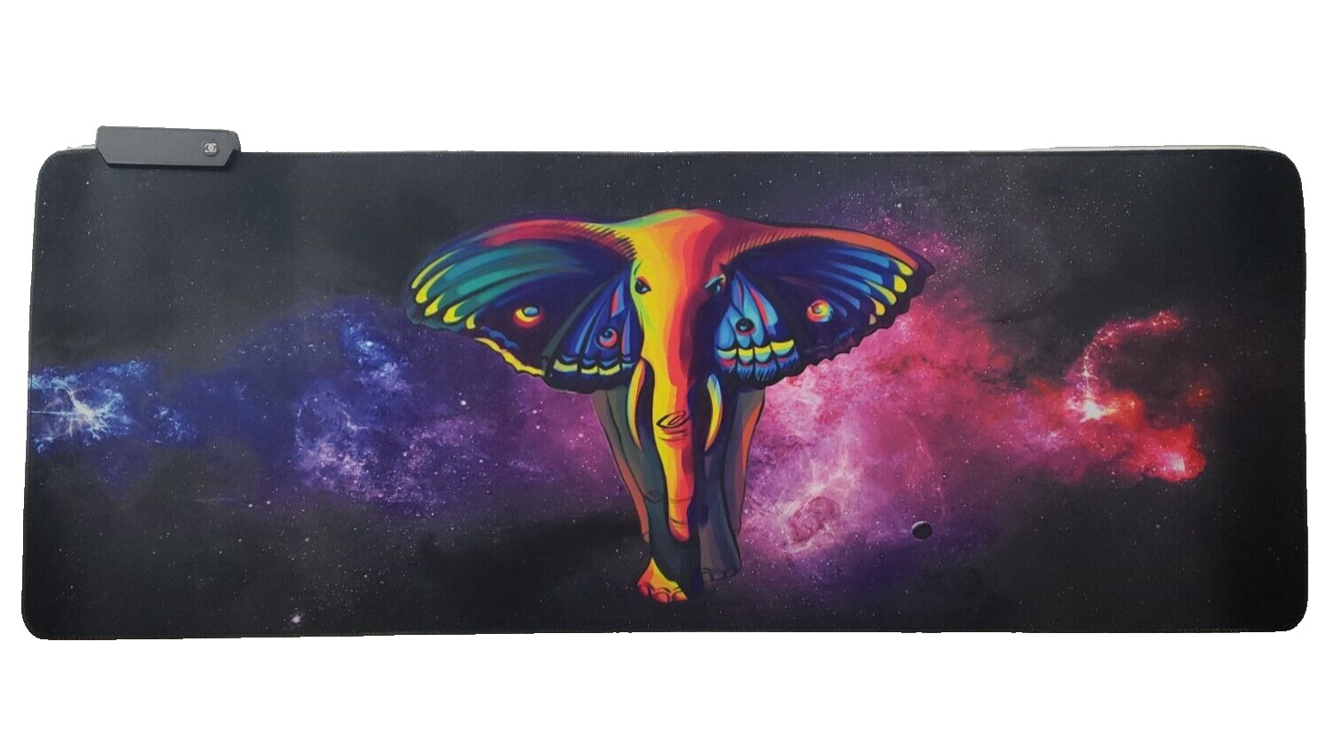 Large RGB Gaming Mouse Pad 300x800 Space Galaxy Elephant Extended Desk Mat LED