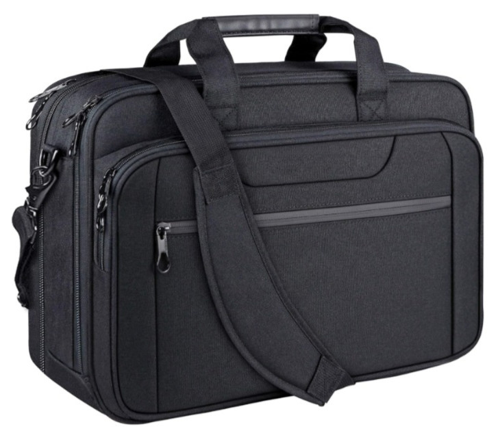 Maletín expandible 17.3″ impermeable, bandolera para portátil y viajes negro