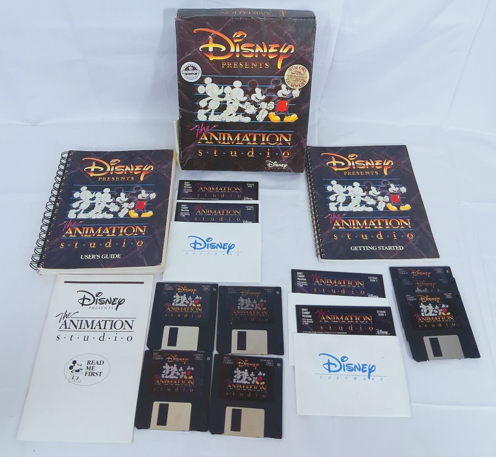 Disney Presents The Animation Studio 3.5" 4" FLOPPY DISKS DOS IBM TANDY Mickey