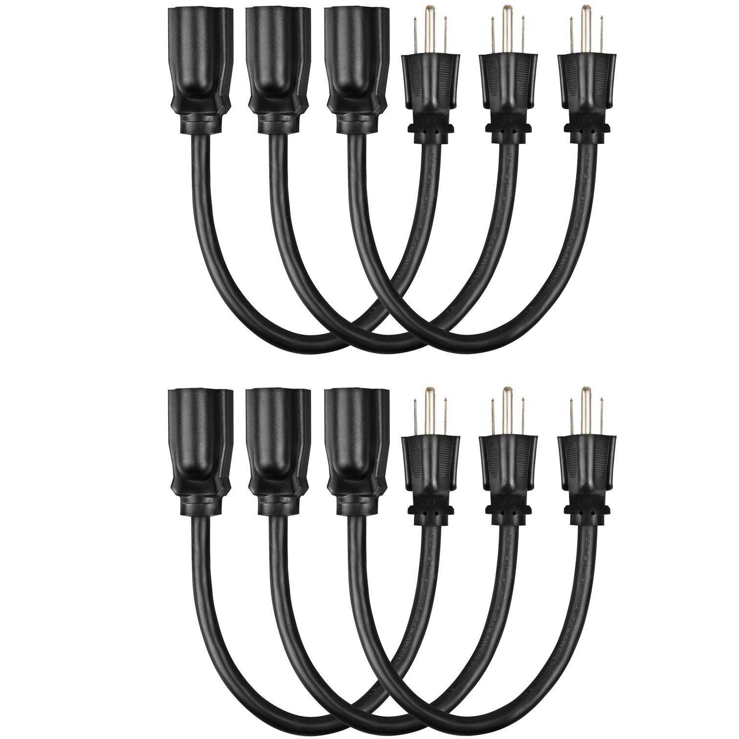6x18 AWG AC Power Extension Cable 13 Amp 125V 1625W Safe Durable Electrical Cord