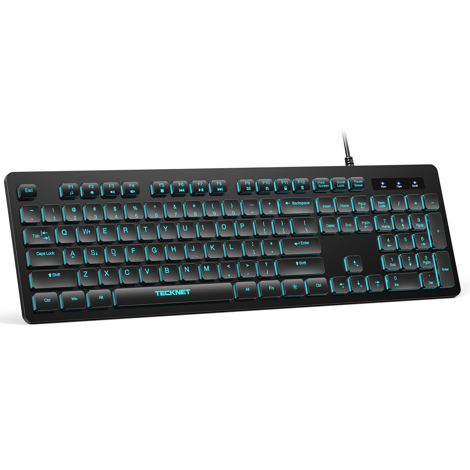 Wired Silent USB Keyboard RGB Backlit FullSize Membrane SpillResistant