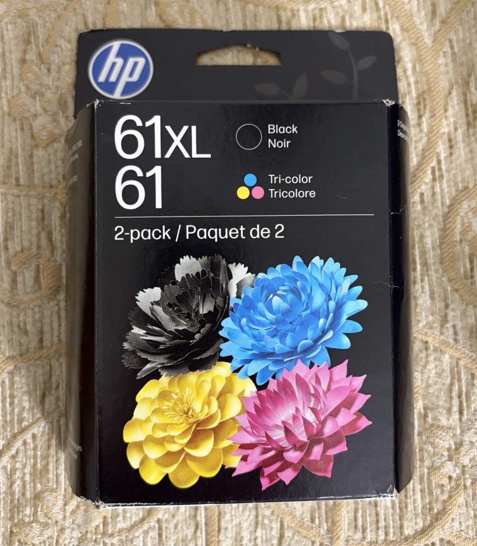 Genuine HP 61XL High Yield Black Ink & 61 Tri-Color CZ138FN Expires March 2027